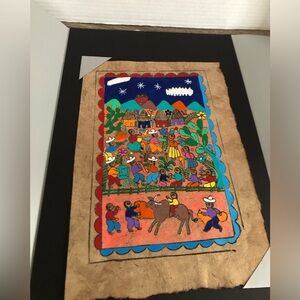 Hand Painted Amate Paper Folk Art Painting